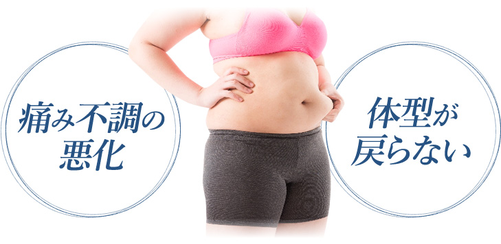 痛み不調の悪化 体型が戻らない