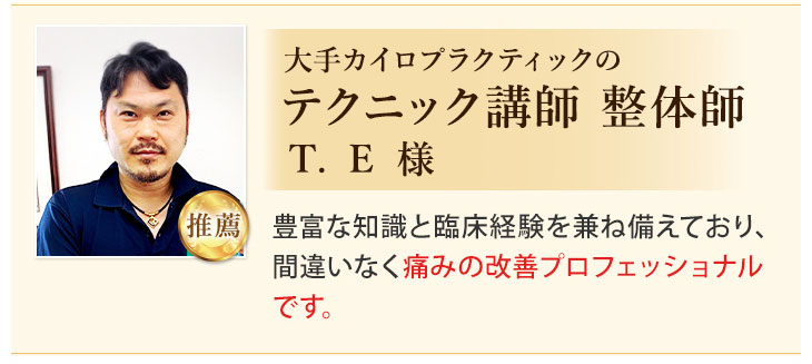 カイロプラクティックのテクニック講師の推薦